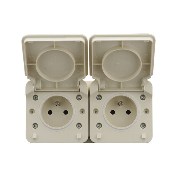 DEBFLEX - DEBFLEX - CYKLONE IP55 Prise 2P+T Double FR H Sable - 730453 - large