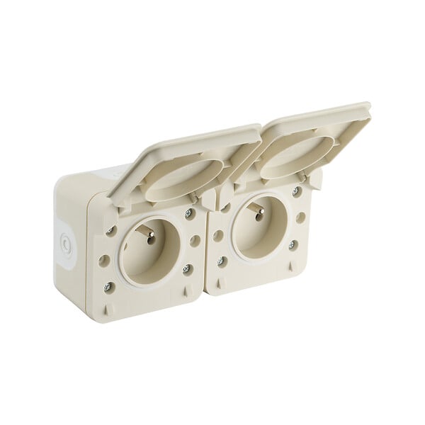 DEBFLEX - DEBFLEX - CYKLONE IP55 Prise 2P+T Double FR H Sable - 730453 - large