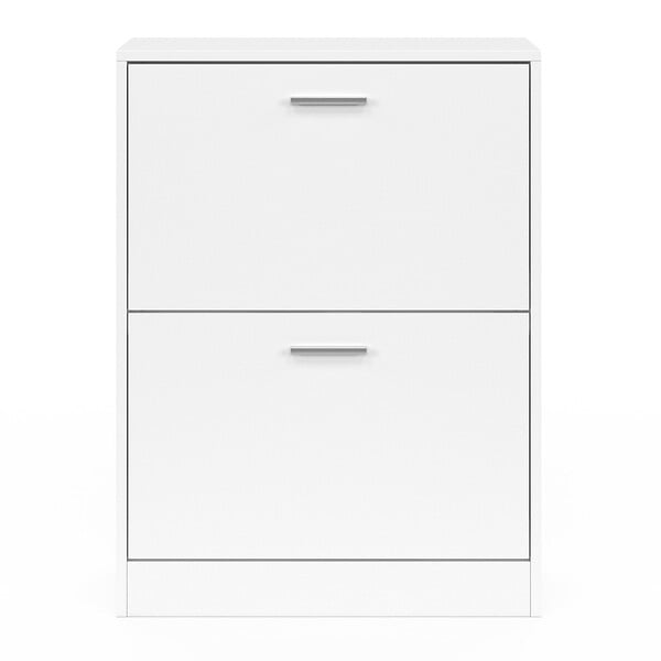 ID MARKET - Meuble à chaussures 12 paires KLARK 2 portes blanc - large
