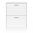 ID MARKET - Meuble à chaussures 12 paires KLARK 2 portes blanc - vignette