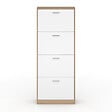 ID MARKET - Meuble à chaussures 24 paires KLARK imitation hêtre 4 portes blanches - vignette
