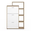 ID MARKET - Meuble à chaussures 18 paires KLARK imitation hêtre 3 portes blanches avec étagère - vignette