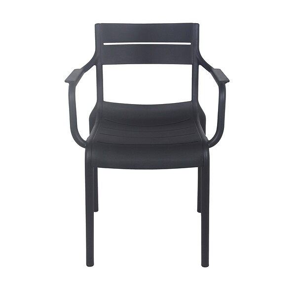 OVIALA - Fauteuil noir de terrasse en plastique - Paname - large