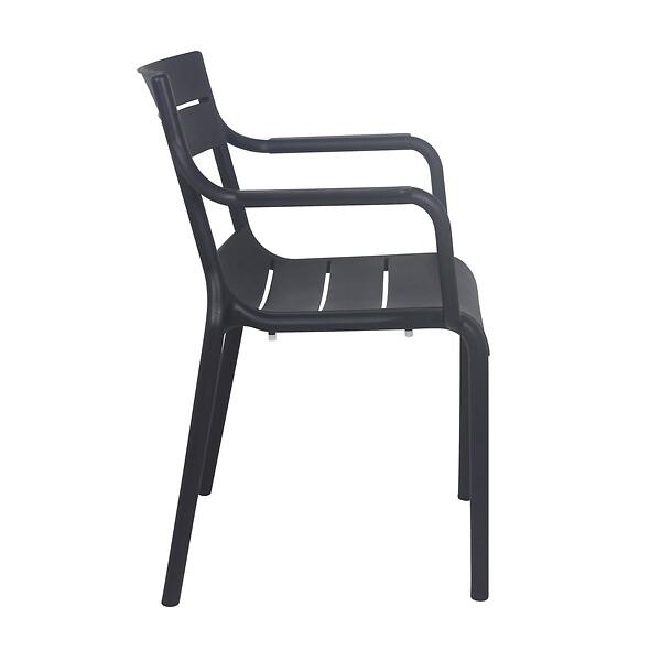 OVIALA - Fauteuil noir de terrasse en plastique - Paname - large