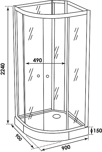 ONDEE - Cabine de douche hydromassante AMELIA - Porte Coulissante - Blanc - 1/4 C - 90cm - large