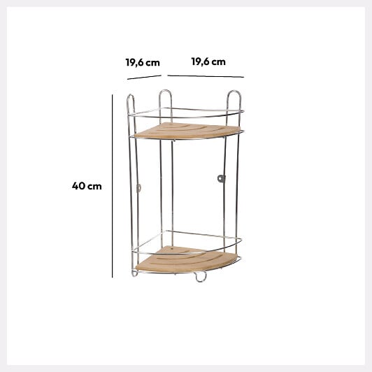 5 FIVE SIMPLY SMART - Étagère d'angle 2 niveaux en Métal et Bambou H 40 cm - large