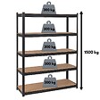 INTEC - Etagère de Rangement Noire 120 x 60cm x H180cm - Rayonnage en métal Haute qualité 5 Plateaux Charges lourdes 1500kg INTEC - vignette