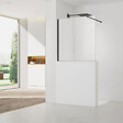 SWISS AQUA TECHNOLOGIES - Swiss Aqua Technologies Pare-muret 100x100cm Paroi en verre Crystal Glass® 8 mm anticalcaire, avec bras et profilés noir mat (SATBWIS100PRC) - vignette