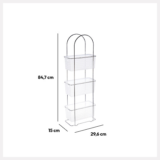 5 FIVE SIMPLY SMART - Étagère 3 niveaux en Acier chromé avec 3 grands paniers de rangement H 85 cm - large