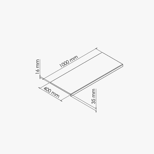 TECNOPROFILS - Appui de fenêtre PVC l. 40 cm x ép. 16 mm - Blanc - 100 cm - large
