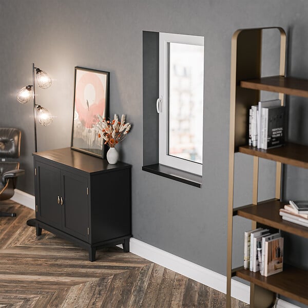 TECNOPROFILS - Appui de fenêtre PVC l. 20 cm x ép. 9 mm - Noir - 140 cm - large