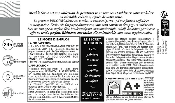 LIBERON - Meuble signé, Peinture Velours Ultra Bleu 0,5L - large