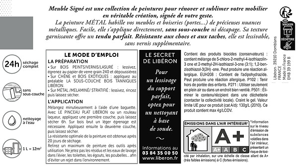 LIBERON - Meuble signé, Peinture Métal Or Rouge Poudré 0,5L - large