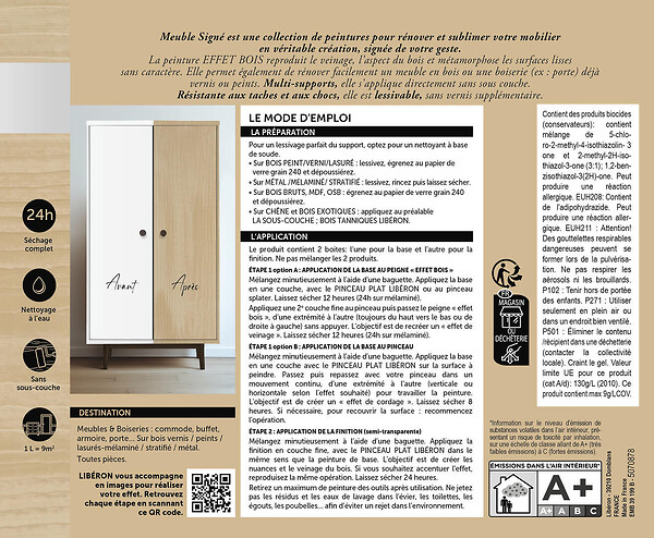 LIBERON - Meuble signé, Peinture Effet bois Bouleau 700 ml - large