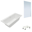 VILLEROY ET BOCH - Baignoire droite Architectura avec pieds 180 x 80 cm Blanc + Pare bain droite AURYS Mist 1 chromé - vignette
