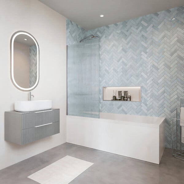 VILLEROY ET BOCH - Baignoire droite Architectura acrylique 170 x 75 cm  + Pare bain gauche AURYS Raywall chromé - large