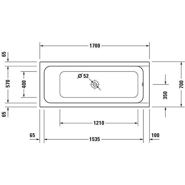 DURAVIT - Baignoire droite D-Code 170 x70 cm  + Pare bain droit AURYS Mist 1 chromé - large