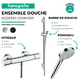 HANSGROHE - Pack mitigeur douche thermostatique Ecostat Comfort + Barre Unica S Puro + flexible + Pommeau Vernis Blend Vario chromé - vignette