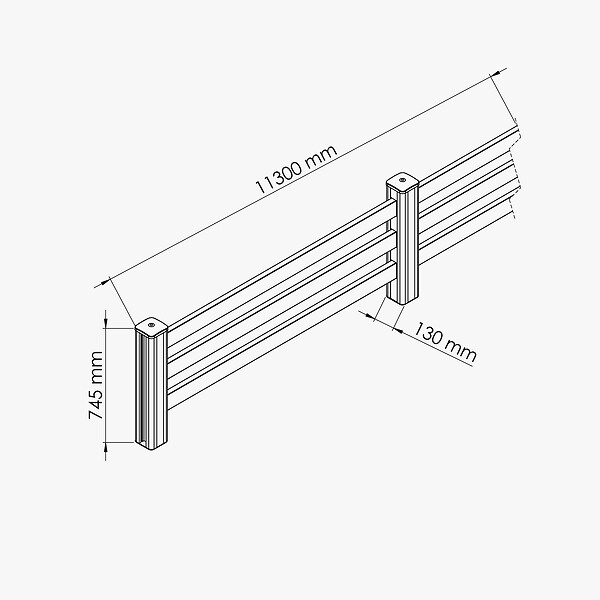 MON MARCHE DECO - Kit Clôture PRO PVC Blanc H. 72 cm x L. 11.30 m - 3 Lisses - large