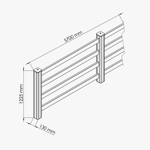 MON MARCHE DECO - Kit Clôture PRO PVC Blanc H. 120 cm x L. 5.70 m - 4 Lisses - large