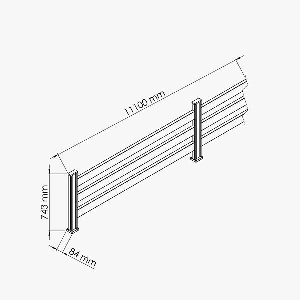 MON MARCHE DECO - Kit Clôture SLIM PVC Blanc H. 72 cm x L. 11.10 m - 3 Lisses - large