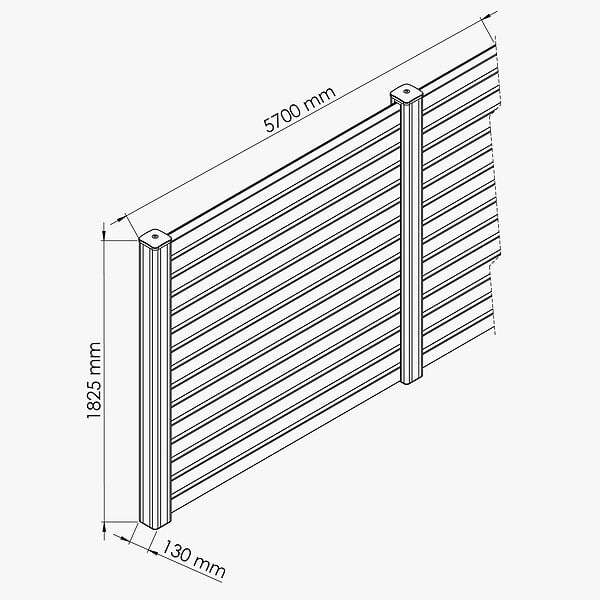 MON MARCHE DECO - Kit Clôture PRO PVC Blanc H. 180 cm x L. 5.70 m - 15 Lisses claire-voie - large