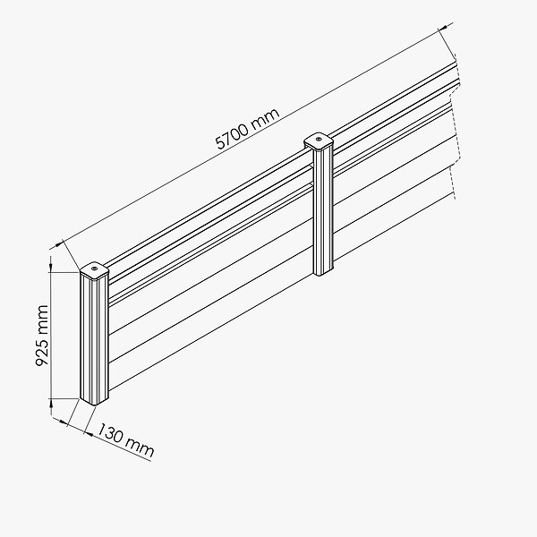 MON MARCHE DECO - Kit Clôture PRO PVC Blanc H. 90 cm x L. 5.70 m - 2 Lisses + 3 Soubassements - large