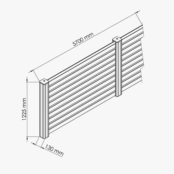 MON MARCHE DECO - Kit Clôture PRO PVC Blanc H. 120 cm x L. 5.70 m - 10 Lisses claire-voie - large