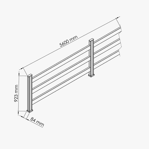 MON MARCHE DECO - Kit Clôture SLIM PVC Blanc H. 90 cm x L. 5.60 m - 3 Lisses - large