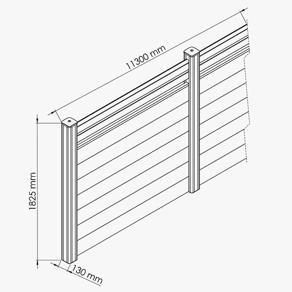 MON MARCHE DECO - Kit Clôture PRO PVC Blanc H. 180 cm x L. 11.30 m - 2 Lisses claire-voie + 7 Soubassements - large