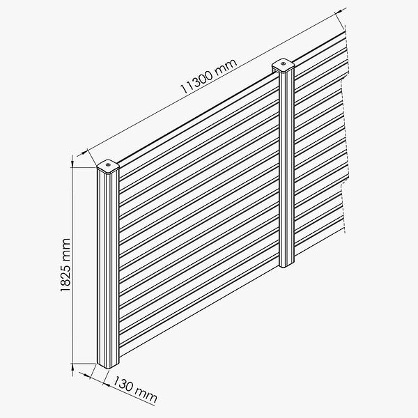 MON MARCHE DECO - Kit Clôture PRO PVC Blanc H. 180 cm x L. 11.30 m - 15 Lisses claire-voie - large