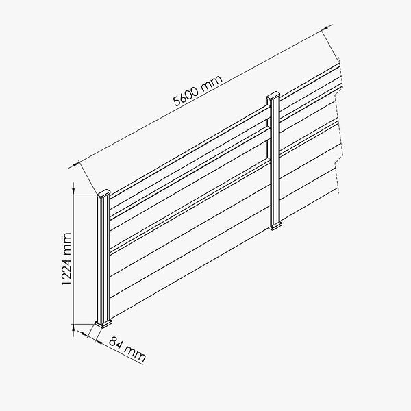 MON MARCHE DECO - Kit Clôture SLIM PVC Blanc H. 120 cm x L. 5.60 m - 2 Lisses + 3 Soubassements - large