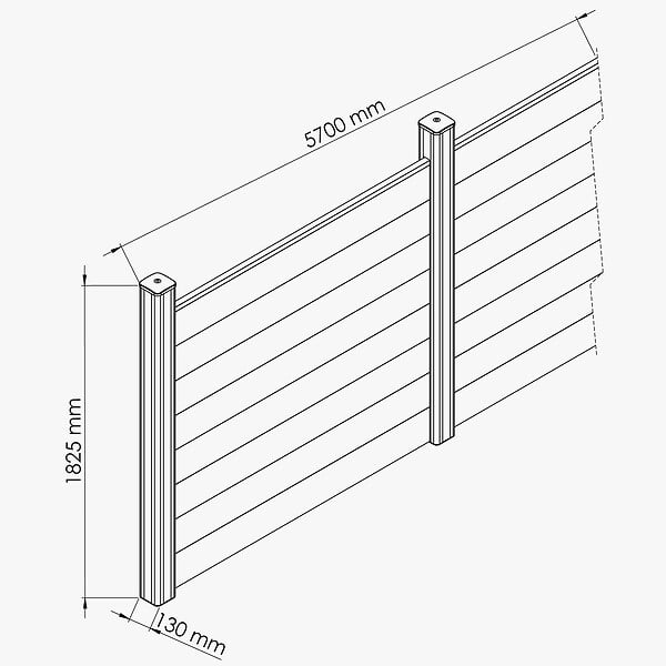 MON MARCHE DECO - Kit Clôture PRO PVC Blanc H. 180 cm x L. 5.70 m - 8 Soubassements - large