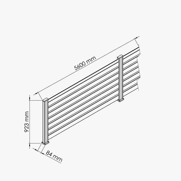 MON MARCHE DECO - Kit Clôture SLIM PVC Blanc H. 90 cm x L. 5.60 m - 7 Lisses claire-voie - large