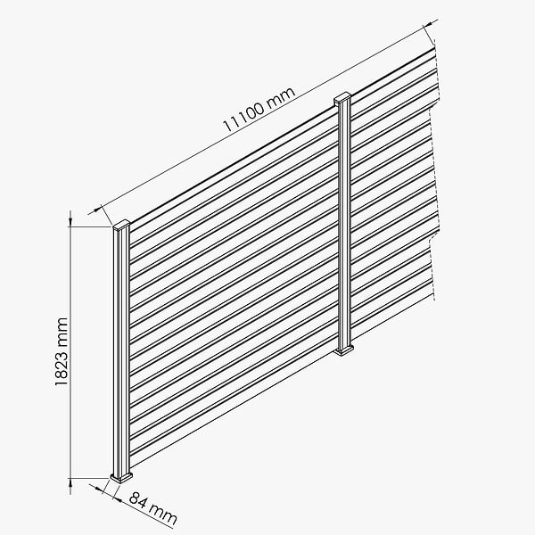 MON MARCHE DECO - Kit Clôture SLIM PVC Blanc H. 180 cm x L. 11.10 m - 15 Lisses claire-voie - large