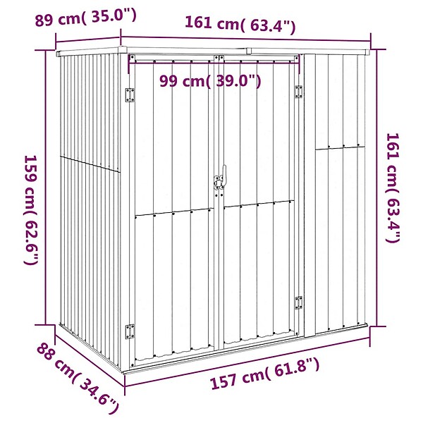 VIDAXL - vidaXL Abri à outils de jardin Gris 161x89x161 cm Acier galvanisé - large