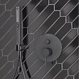 JACOB DELAFON - Pommeau de douche Shift+ carré 2 jets noir mat + flexible + support - vignette