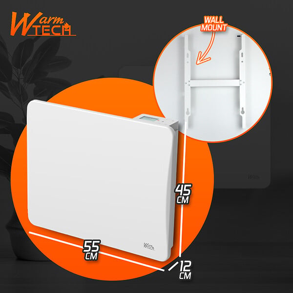 WARMTECH - Radiateur inertie céramique 1000 W - IP24 - Fil pilote 6 ordres - large