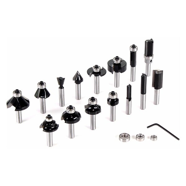 BOSCH - Coffret de 15 fraises mixtes Bosch Professional 2607017472 à queue de 8mm - large