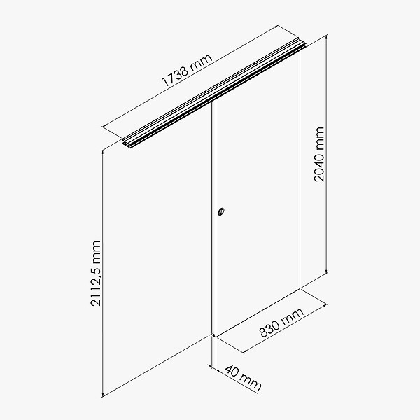 COULICOOL - Porte Coulissante avec Rail + Poignée Verticale - Laquée Ligne 83 cm - large