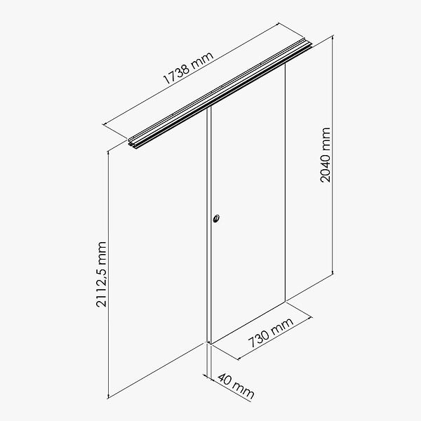 COULICOOL - Porte Coulissante avec Rail - Prépeinte Ligne 73 cm - Avec butée - large