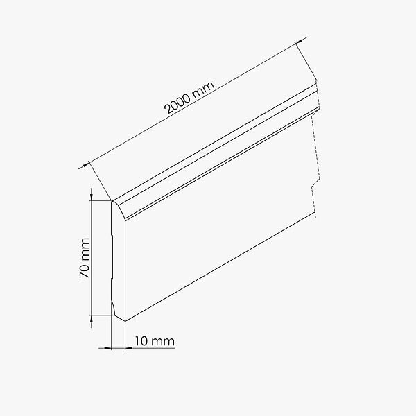 TECNOPROFILS - Plinthe MDF 2 m - Chêne Naturel - Lot de 5 - 70 x 10 mm - large