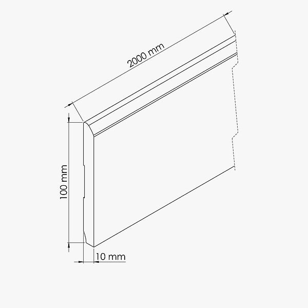 TECNOPROFILS - Plinthe MDF 2 m - Blanc - Lot de 5 - 100 x 10 mm - large