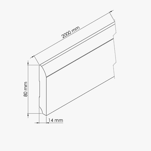 TECNOPROFILS - Plinthe MDF 2 m - Chêne Naturel - Lot de 5 - 80 x 14 mm - large