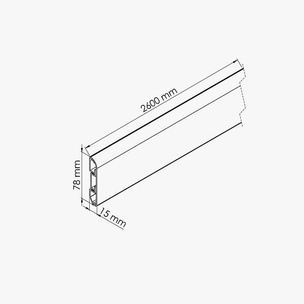 TECNOPROFILS - Plinthe Passe-Câble PVC 80 mm - Chêne de Wallonie - 2.60 m, Lot de 5 - large