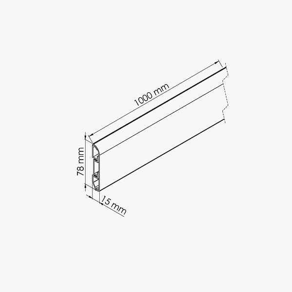 TECNOPROFILS - Plinthe Passe-Câble PVC 80 mm - Anthracite - 1 m, Lot de 5 - large