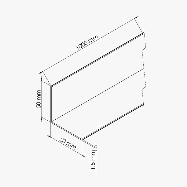 TECNOPROFILS - Cornière PVC - Longueur 1 m - Blanc - 5 x 5 cm - large