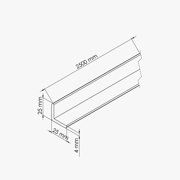 TECNOPROFILS - Baguette d'Angle PVC Cellulaire 25 mm - Longueur 2.50 m - Lot de 5 - Anthracite - large