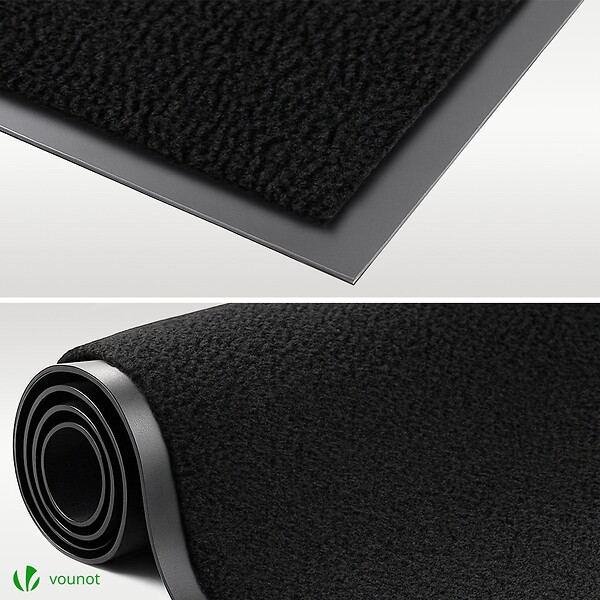 VOUNOT - Tapis de porte paillasson 60x90cm Noir - large