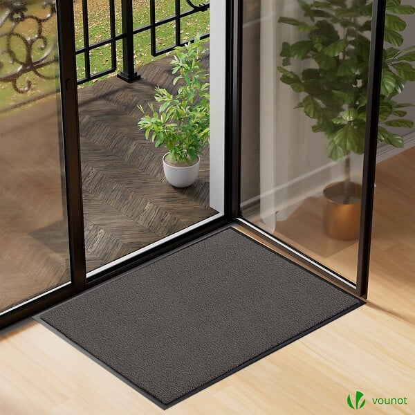 VOUNOT - Tapis de porte paillasson 90x120cm Anthracite - large